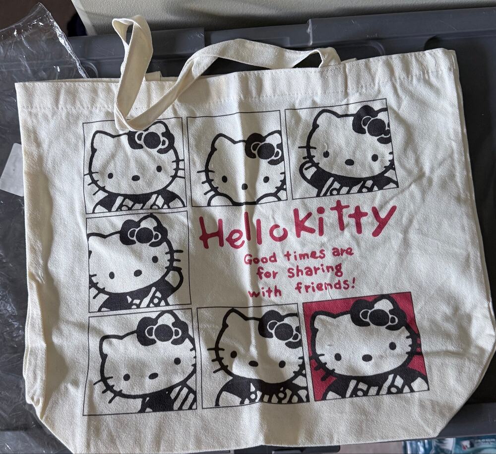 Set of 2- Hello Kitty Canvas Tote Bag 17.5”x14.5” New